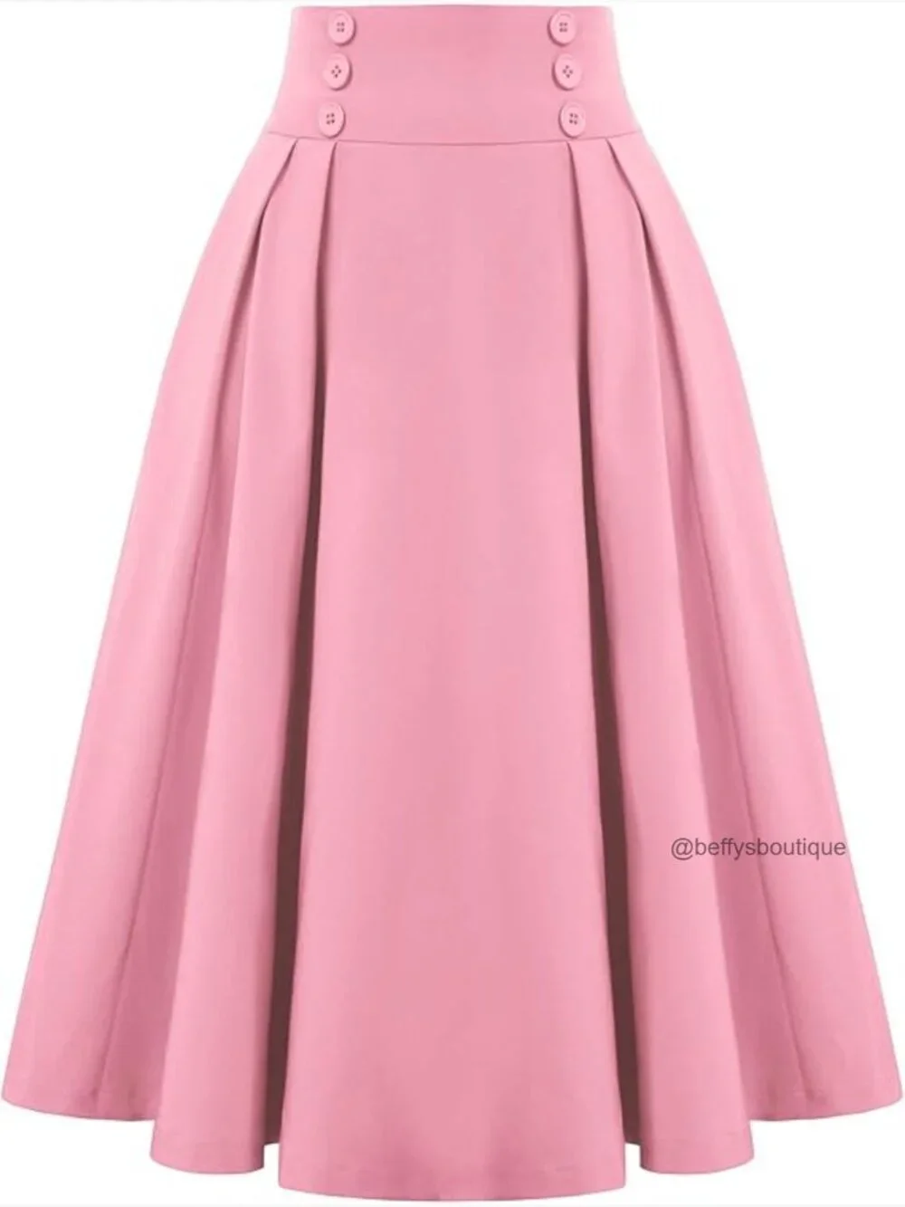 Vintage High Waist Pleated Midi A-Line Skirt with Pockets - Picture 1 of 7